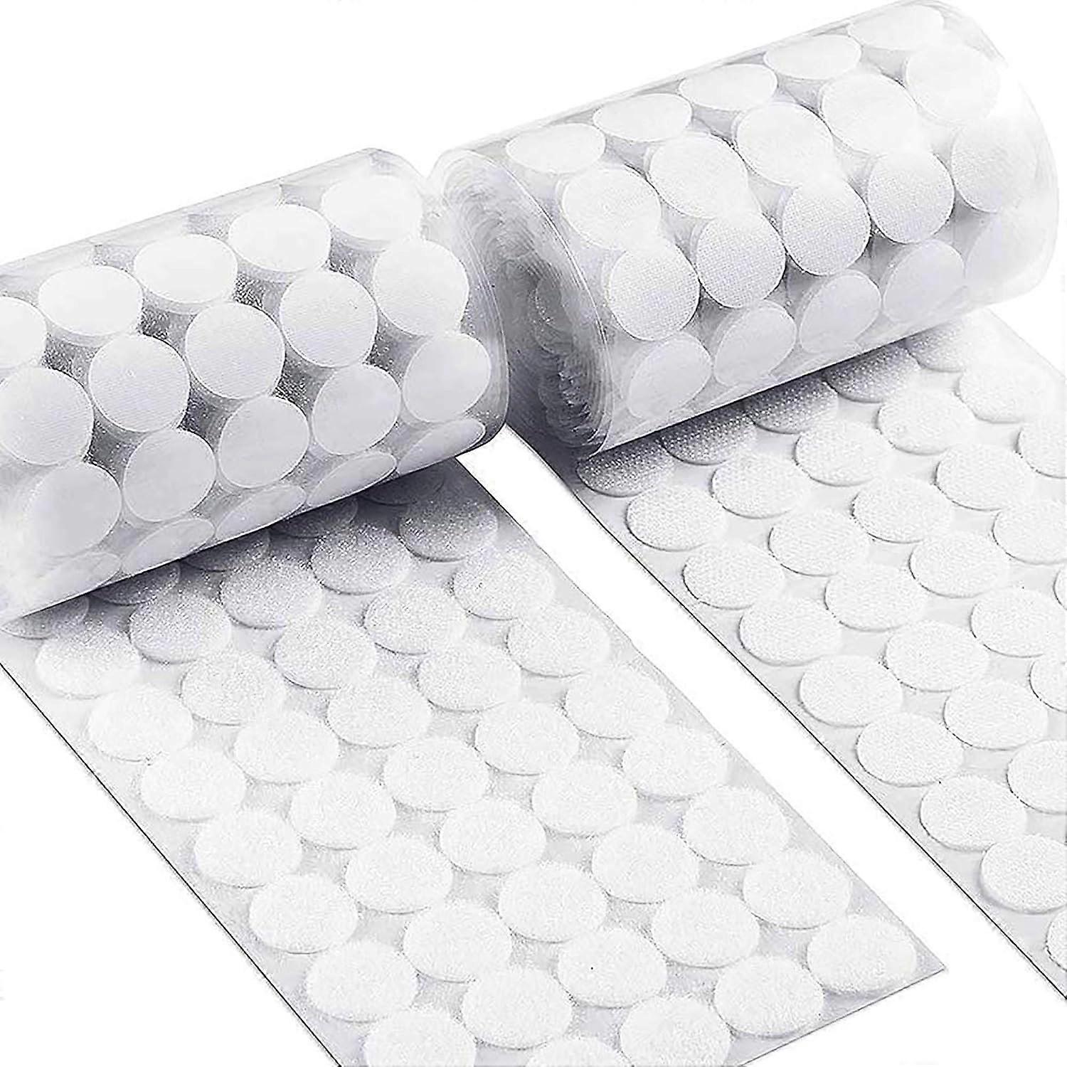 Scratch Stickers Round, Circles with Hook & Loop Self-adhesive 500 Pairs Coins Hook & Loop Adhesive Pads, White (15mm)