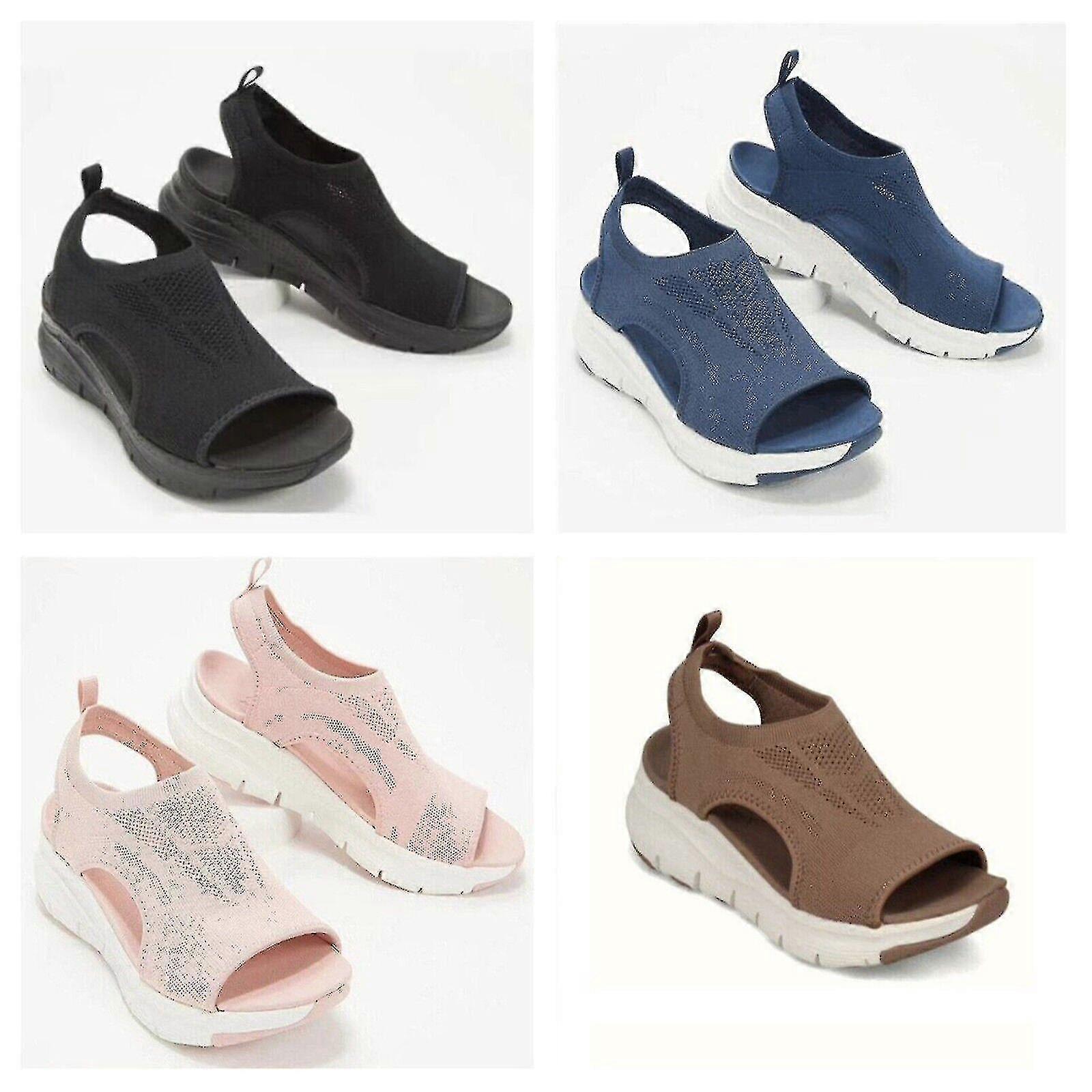 נשים סנדלי טריז אורתופדיים להליכה מזדמנת קלעים נעליים שטוחות