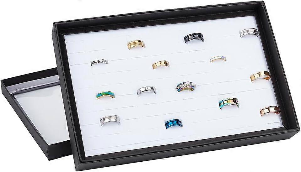 Ring Organizer Tray 100 Slots Ring Holder with Clear Lid Ring Storage Display Box Rectangle Jewelry Tray for Jewelry Display Multiple Rings Studs Stor