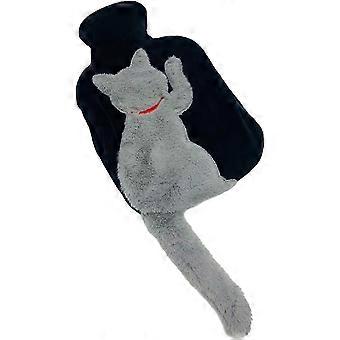 Kartokner Süße Katze Warmwasserflasche mit Plüschabdeckung 1l Klassische Gummi Warmwasserflasche Weich Heißes kaltes Wasser Tasche für Krämpfe