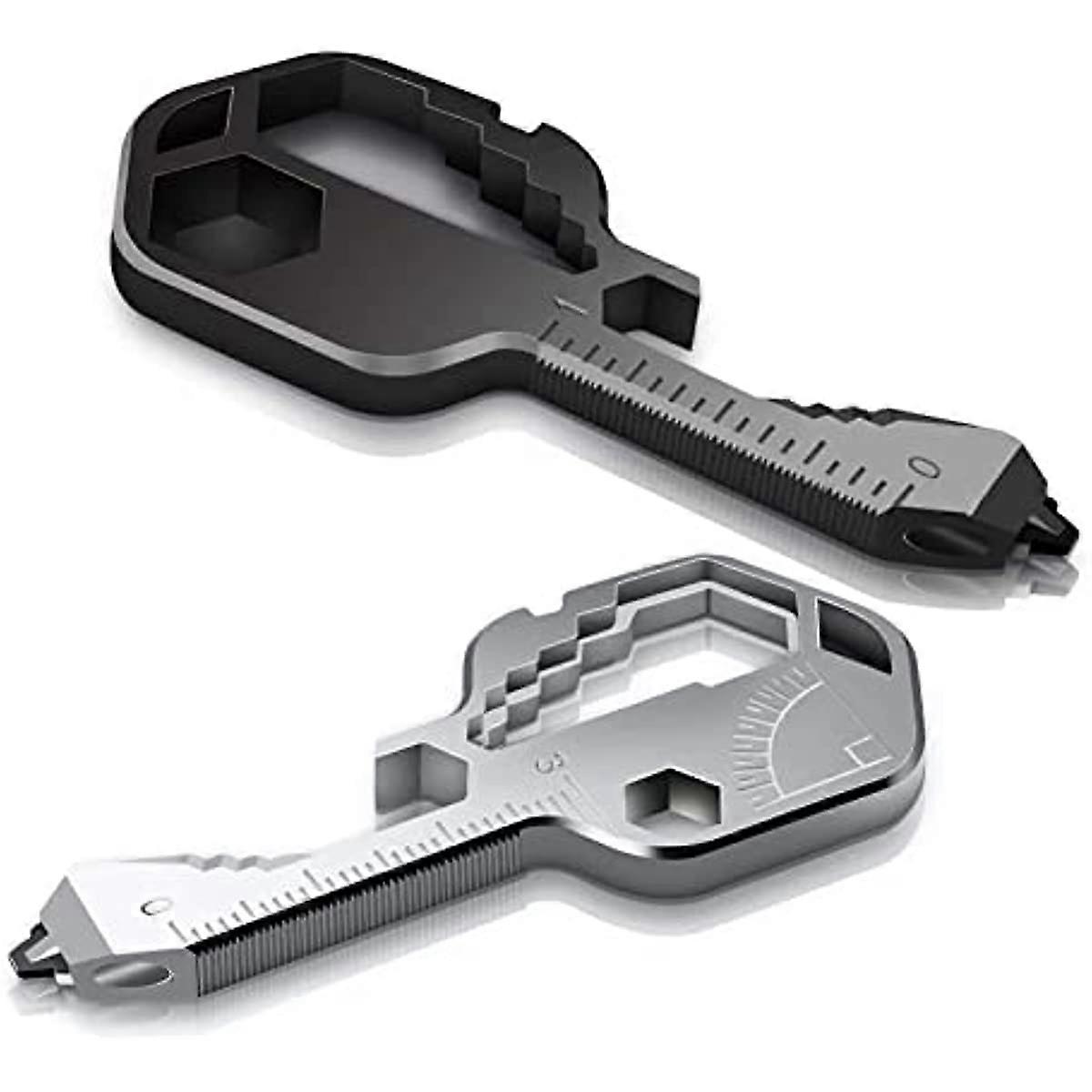 2pcs Key Tool 24-in-1 Multi-Tool Key  Key-Shaped Stainless Steel Pocket Tool  Outdoor Multitool for Bottle Opener  Screwdriver  Ruler  Wrench  Strippi