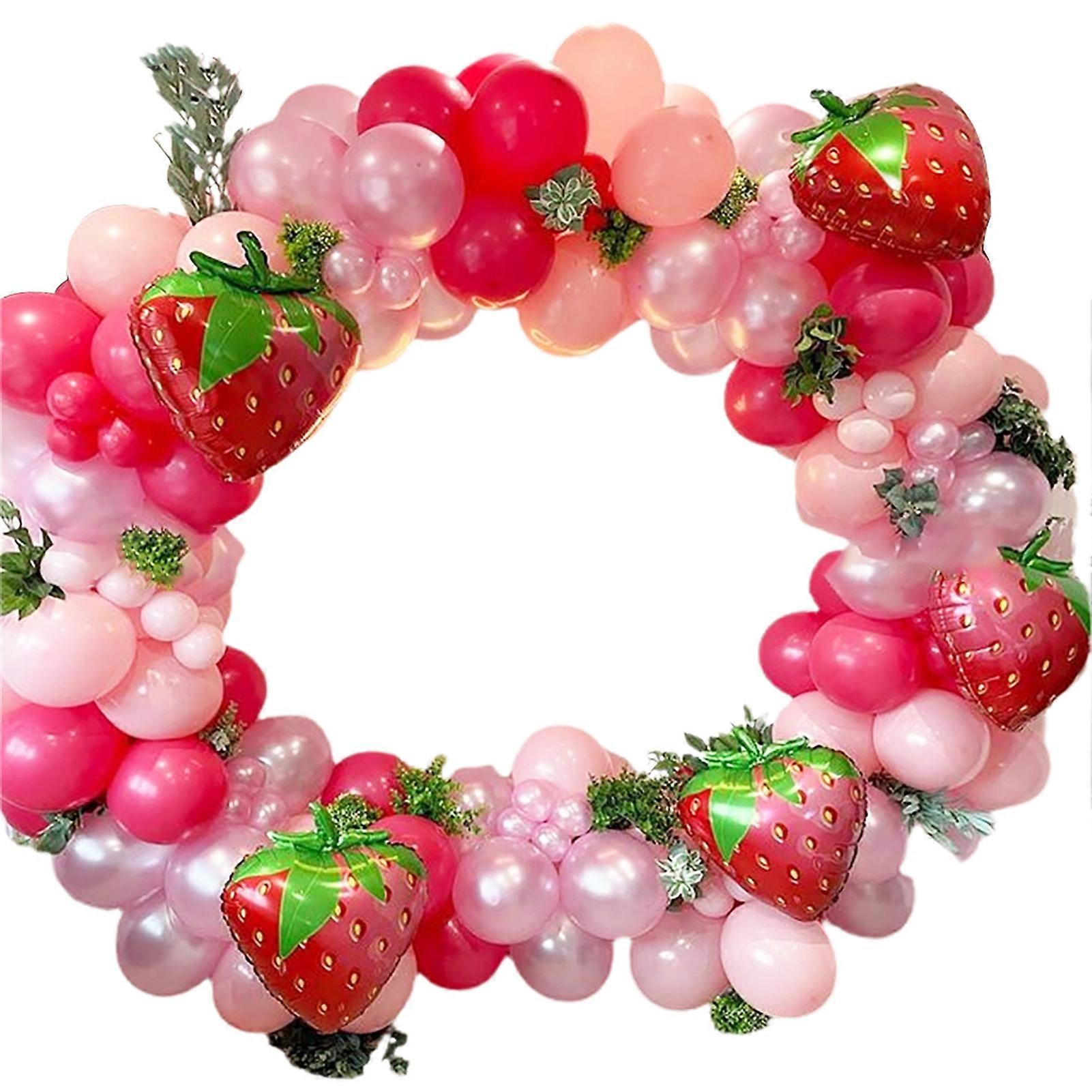1 Set Balloon Wreath Festive Decorative Delightful Strawberry Theme Balloon Ornament Home