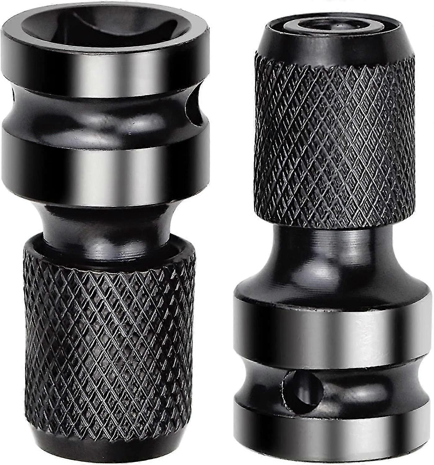 2 Pack 1/2inch Square To 1/4inch Hex Socket Adapter, Quick Release Impact Ratchet Chuck Converter And Screwdriver Bit Holder Socket