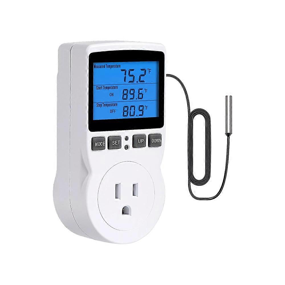 Digital Thermostat Outlet Plug Temperature Controller Heating Cooling w/ Probe js