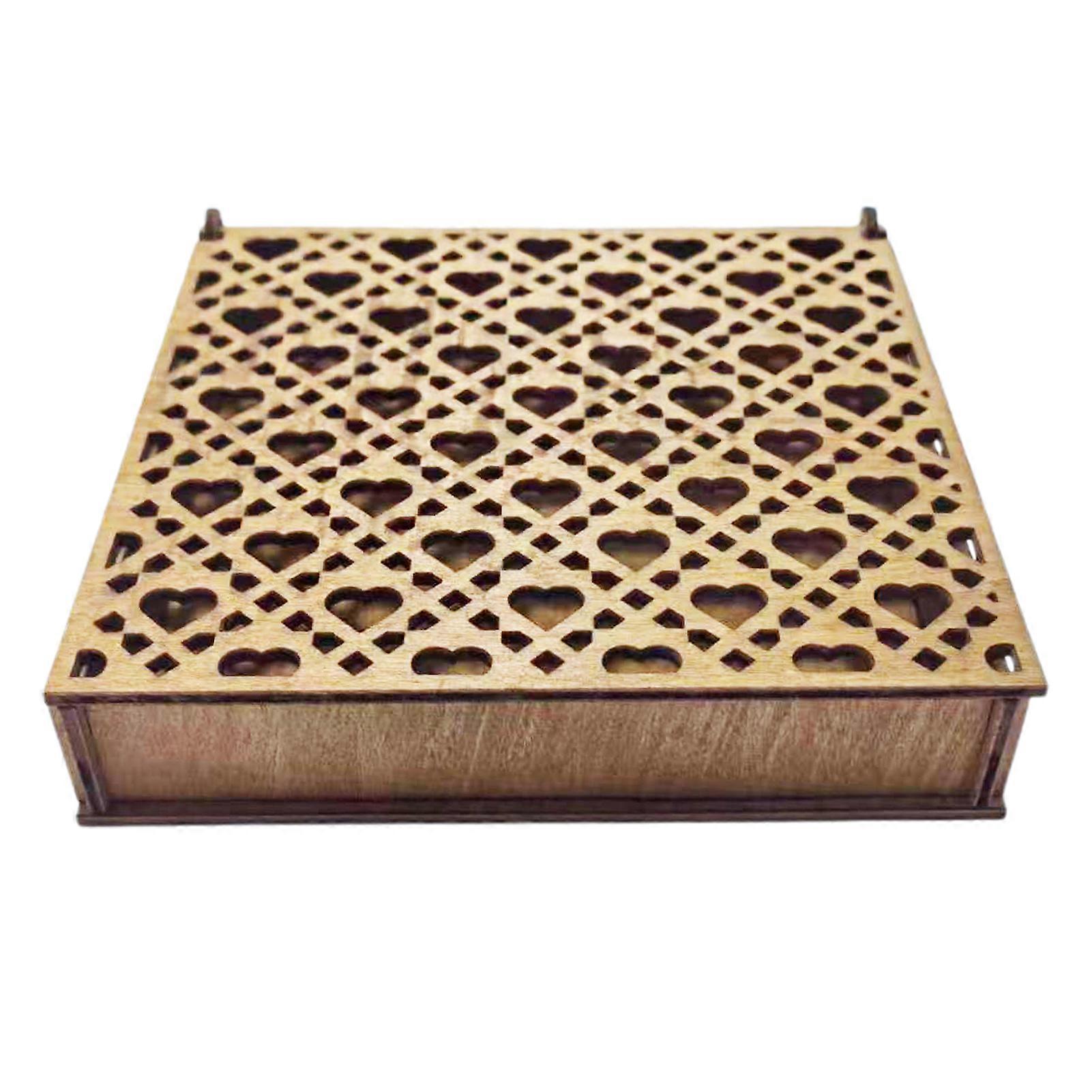 Hollow Love Heart Wooden Box Rustic Heavy Duty Multipurpose Jewelry Trinket Storage Case Keepsake Organizer Container Desktop Decoration
