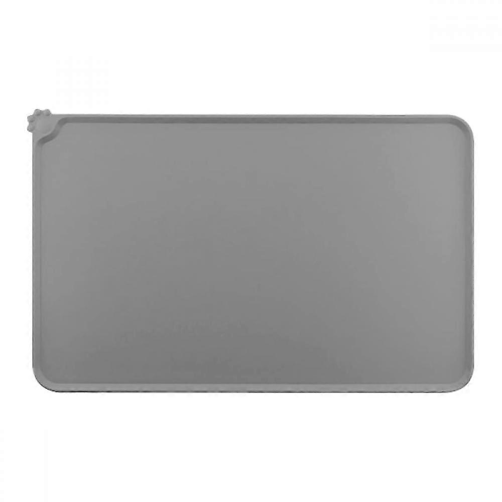 (Gray) Cat and Dog Feeding Mat Pet Bowl Plate Mat Pet Food Mat