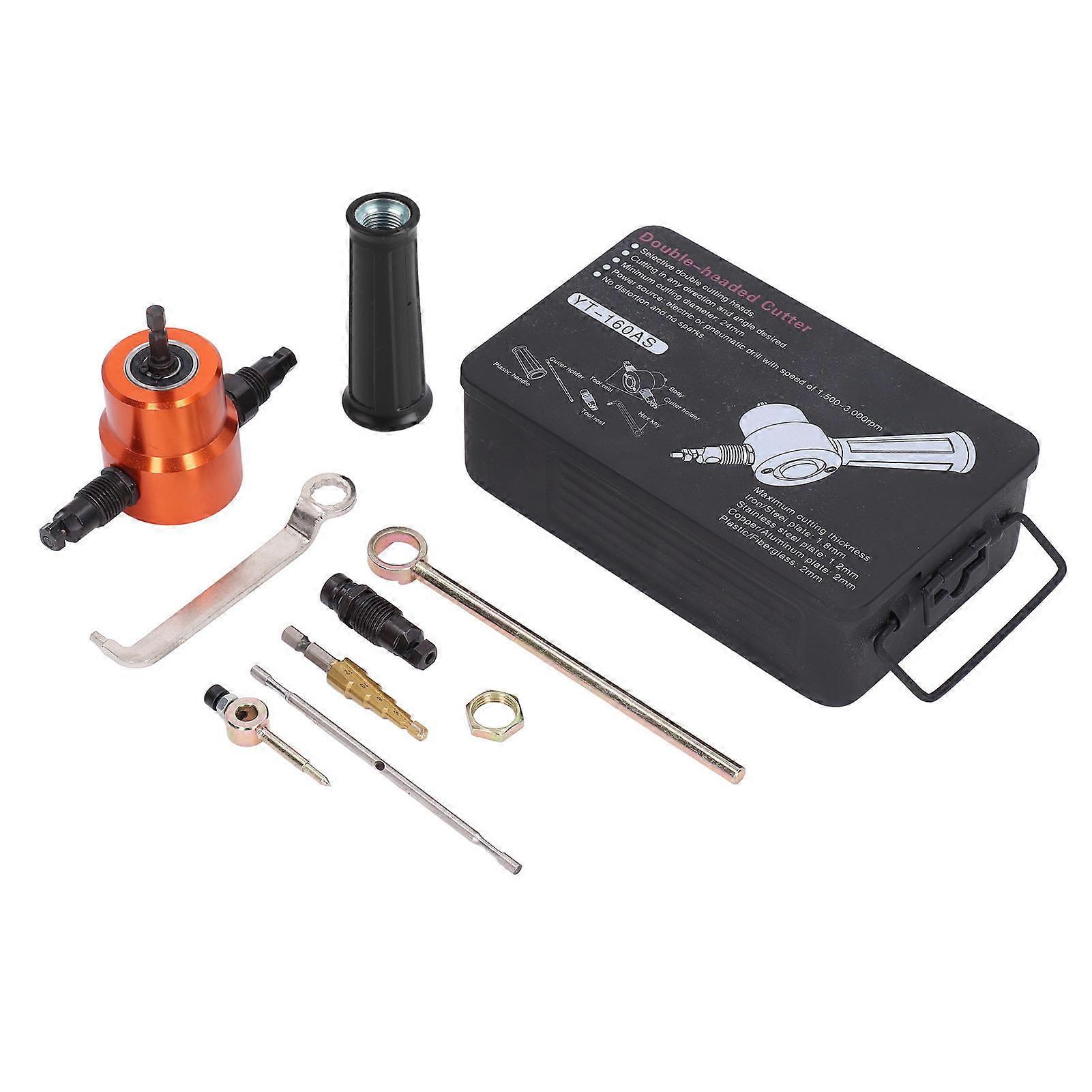 360 Double Head Cutter Sheet Metal Cutting Drilling Tool Electric Nibbler Attachment YT?160AS