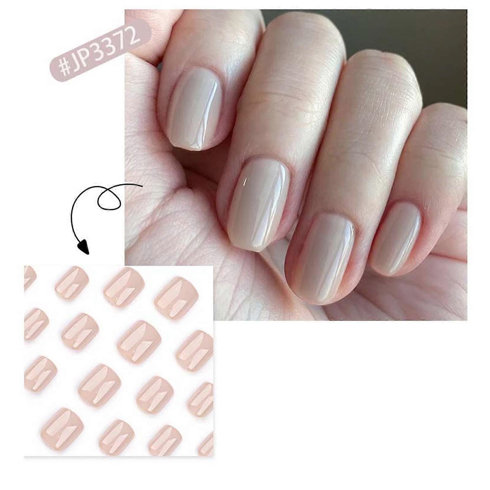 Press-on Short Nails Press-on Short  False Nails With Nail Glue Reusable Glue-on Nails 12 Sizes 2ml