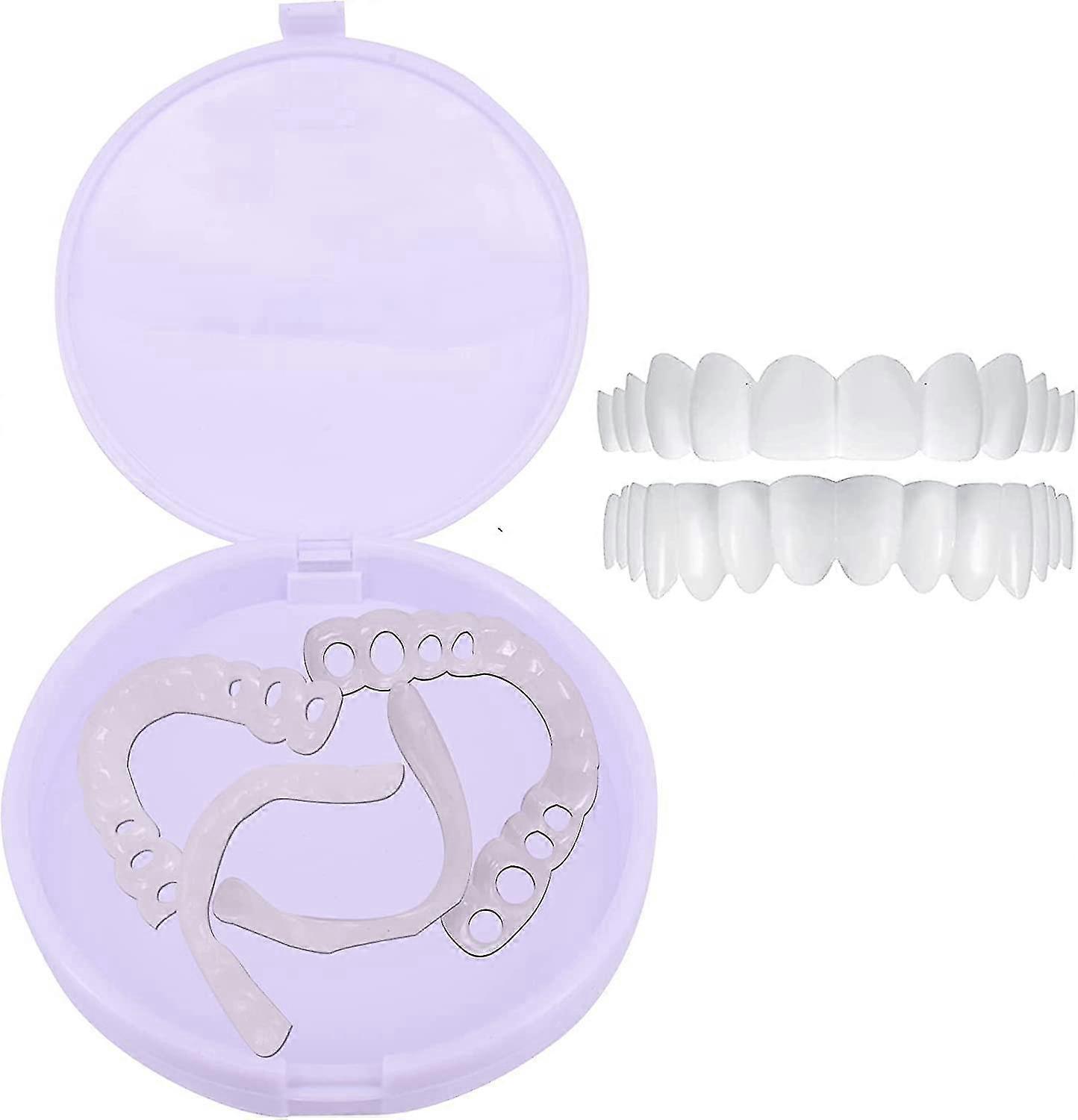 1 Pair Instant Veneer Denture Braces Whitening Teeth Covering Snap Top And Bottom Clip On Veneer Teeth For Men And Women