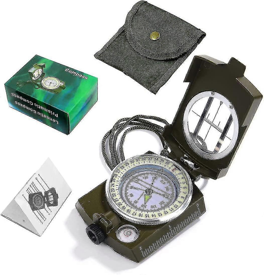 Green Compass,sighting Compass Military Compass Geology Camping Compass,hiking Compass Multifunction Compass