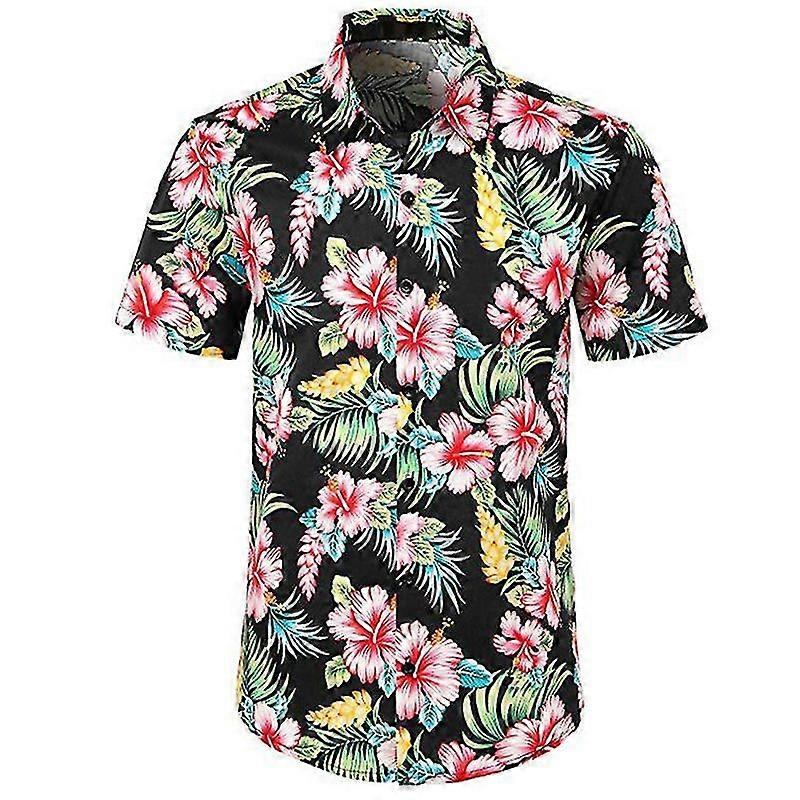 Homens camisas havaianas Praia Havaí Top Summerparty Floral Button Up Casual Short Sleeve Tee