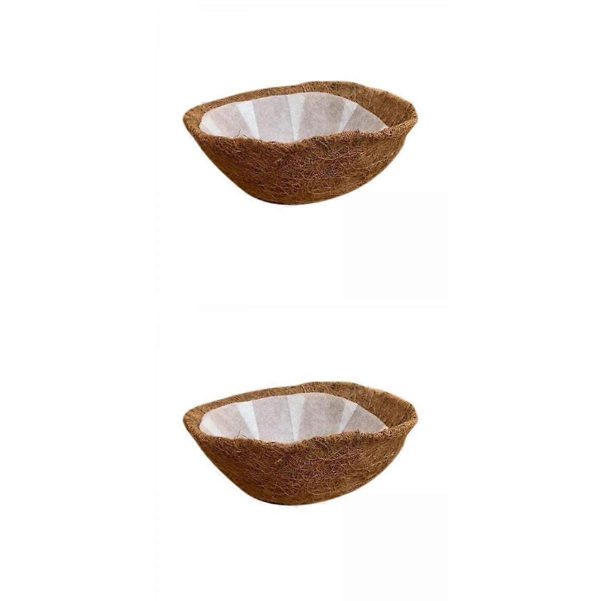 Pack of 2 Round Natural Hanging Basket Coco Liner Planter Inserts Liner
