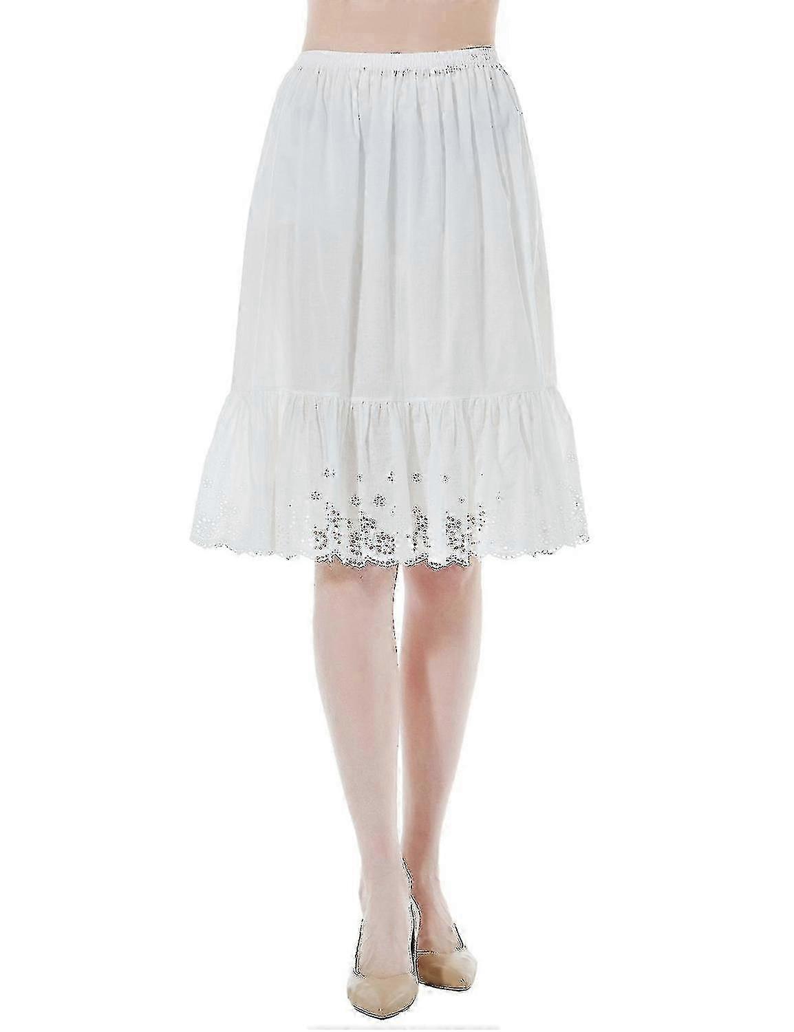 المرأة نصف زلة التنورة السفلية 100 ٪ القطن تنورة الموسع مع الدانتيل التطريز A- خط ثوب نسائي Underdre