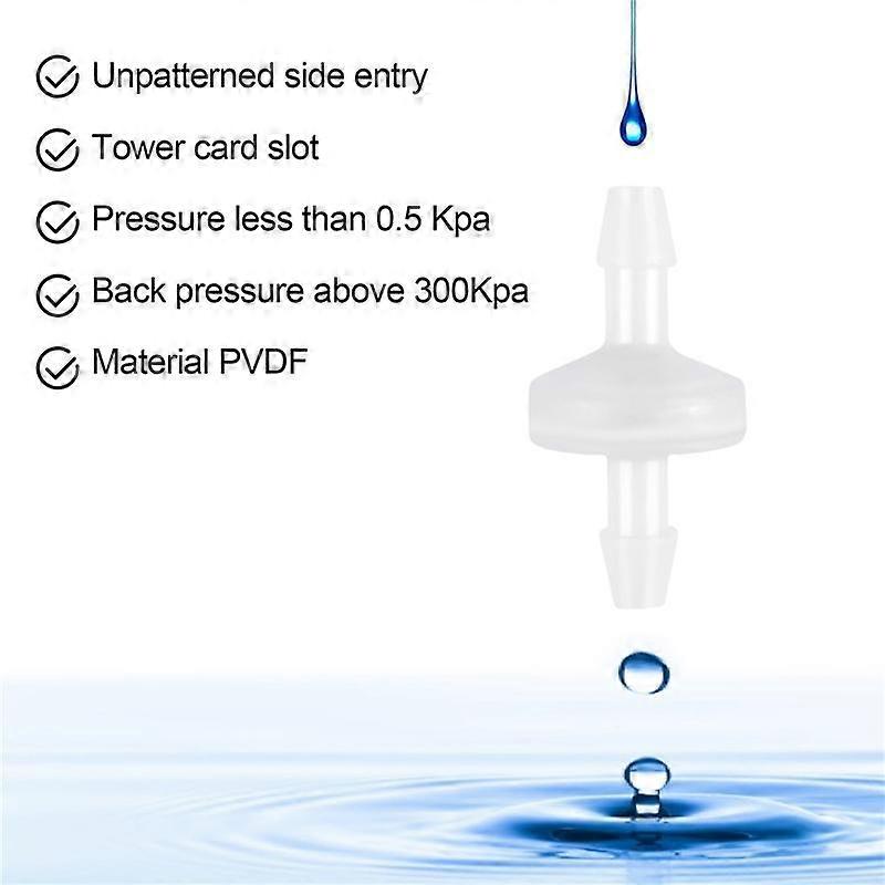 8 Pcs 1/4Inch Check Valve 6mm PVDF One Way Valve Inline Check Valve Non Return Check Valve for Gas