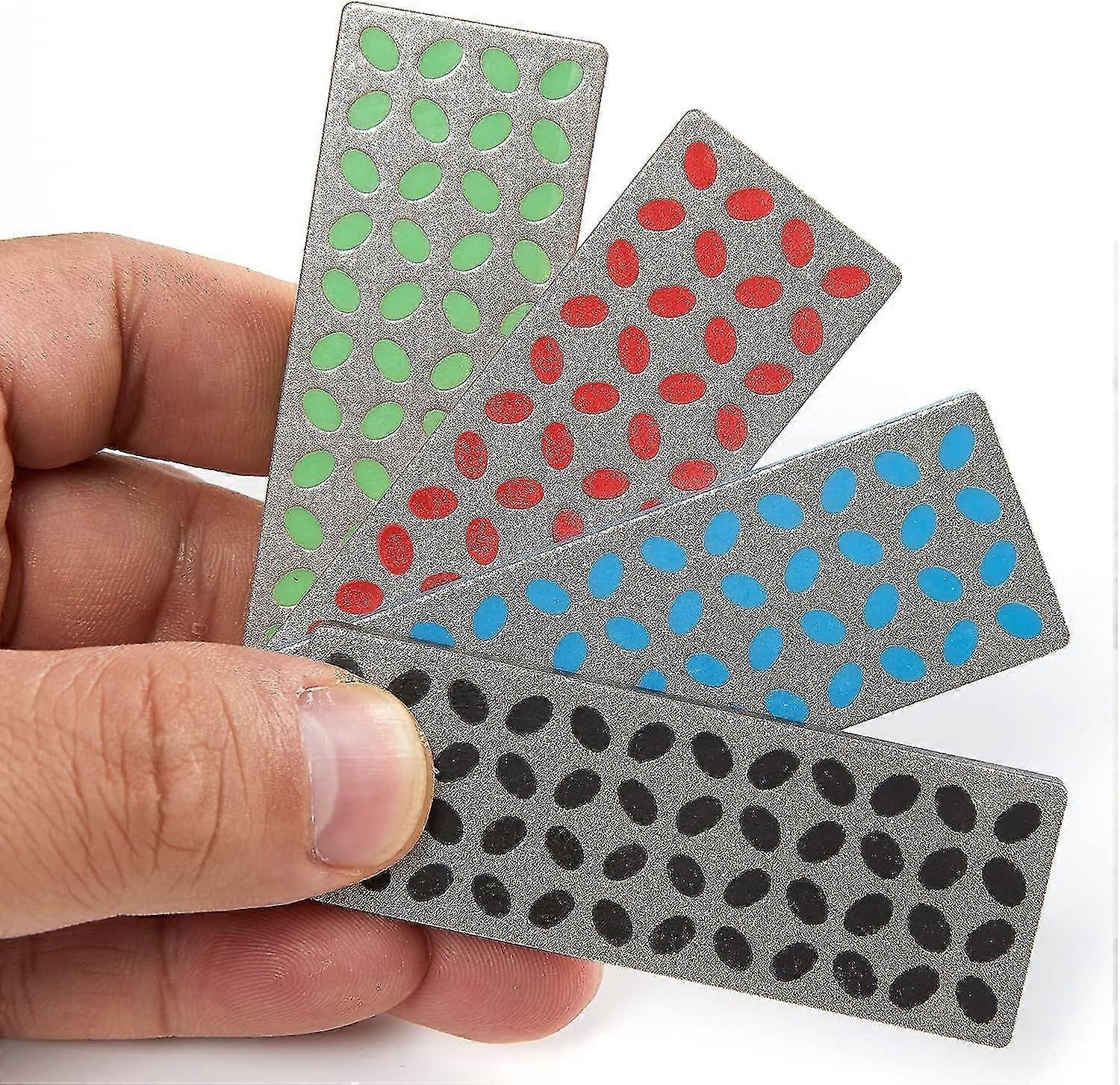 مجموعة حجر شحذ الماس للتزلج وسكين التزلج على الجليد - 4 عبوات (خشن / م خشن / ناعم / ناعم للغاية ، مجموعة