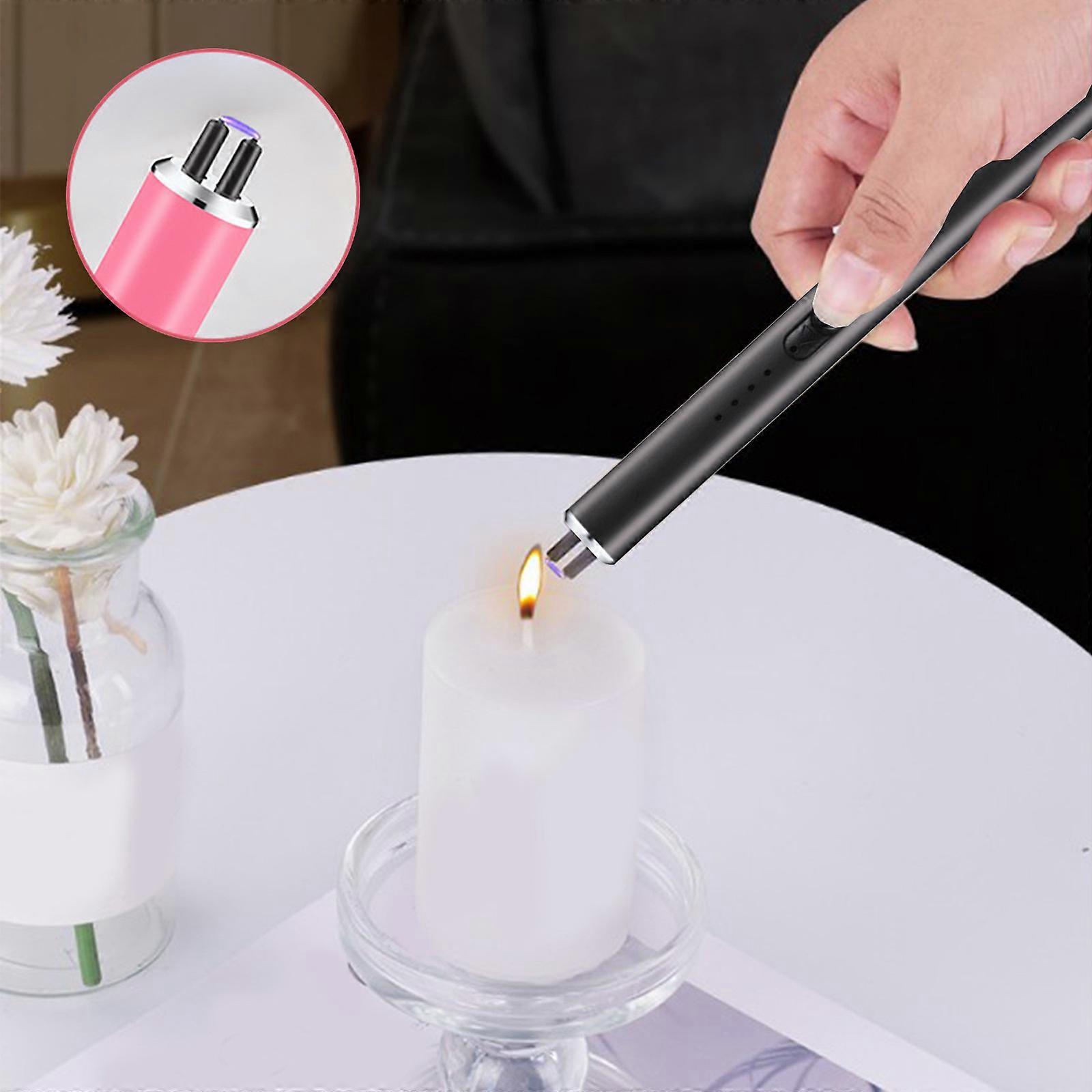 Electric Lighter Electronic Candle Lighter Windproof Flameless USB Rechargeable Lighter With Safe Button For Home Kitchen