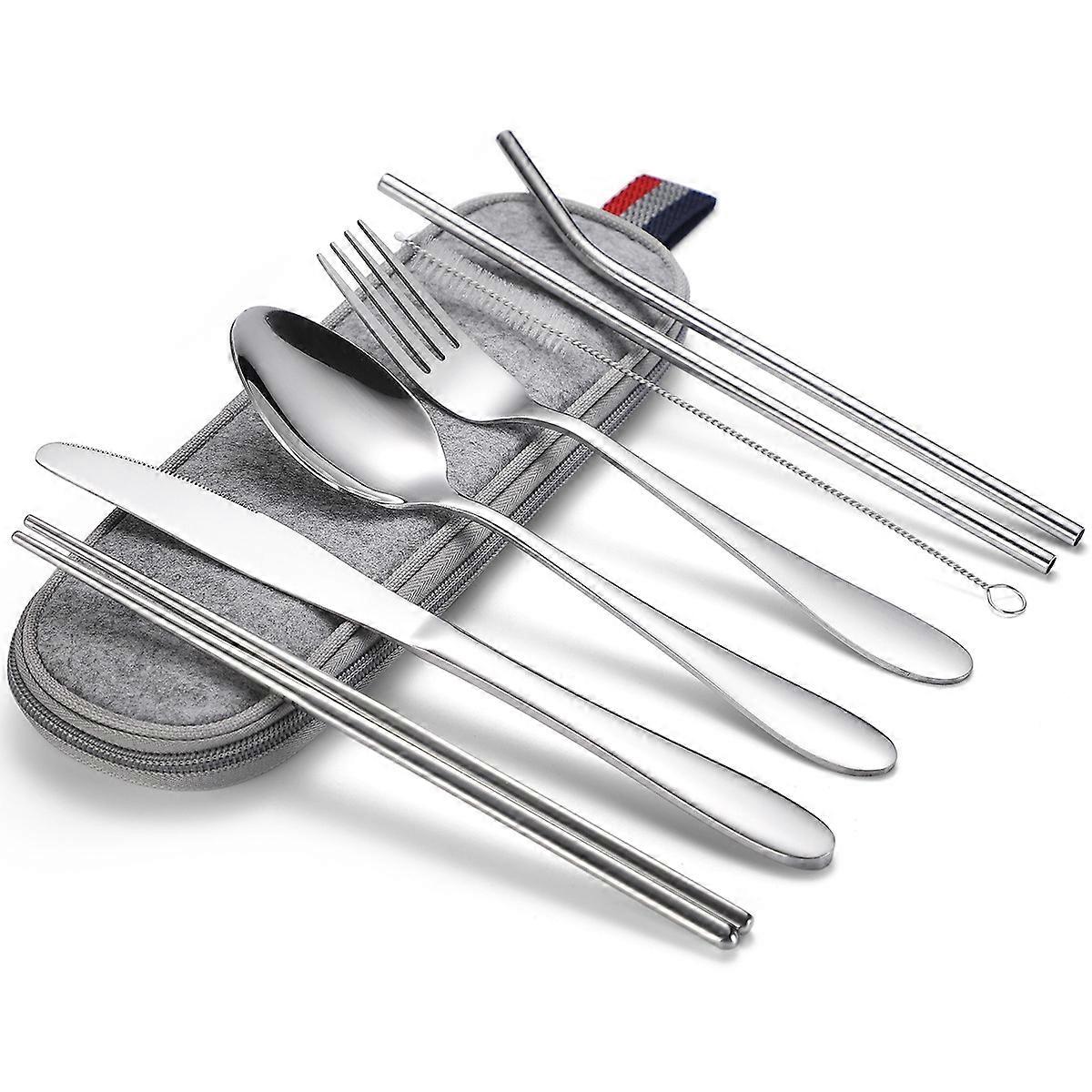 7 in 1 Cutlery Set, Specification: Silver + Light Bag