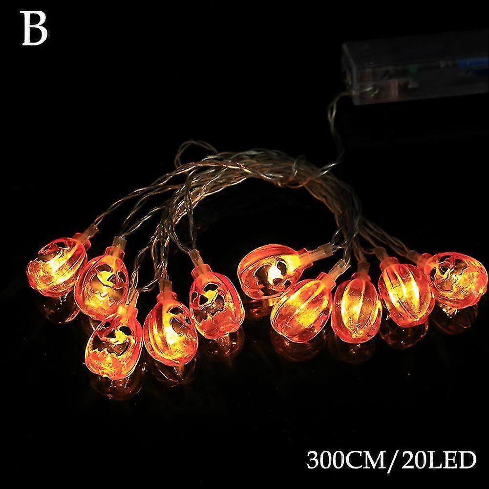 Halloween Decoration Led String Lights Portable Glowing Pumpkin Ghost Bat Garland With Lights Hallow