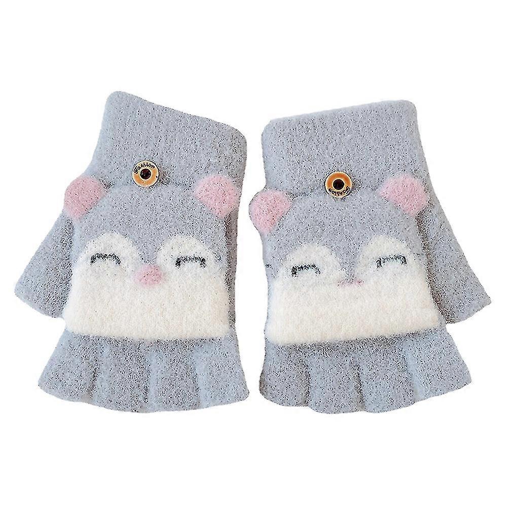 Tecknad konvertibel Flip Top handskar Småbarn Barn Vinterhandskar för flickor Pojkar 3-8 år