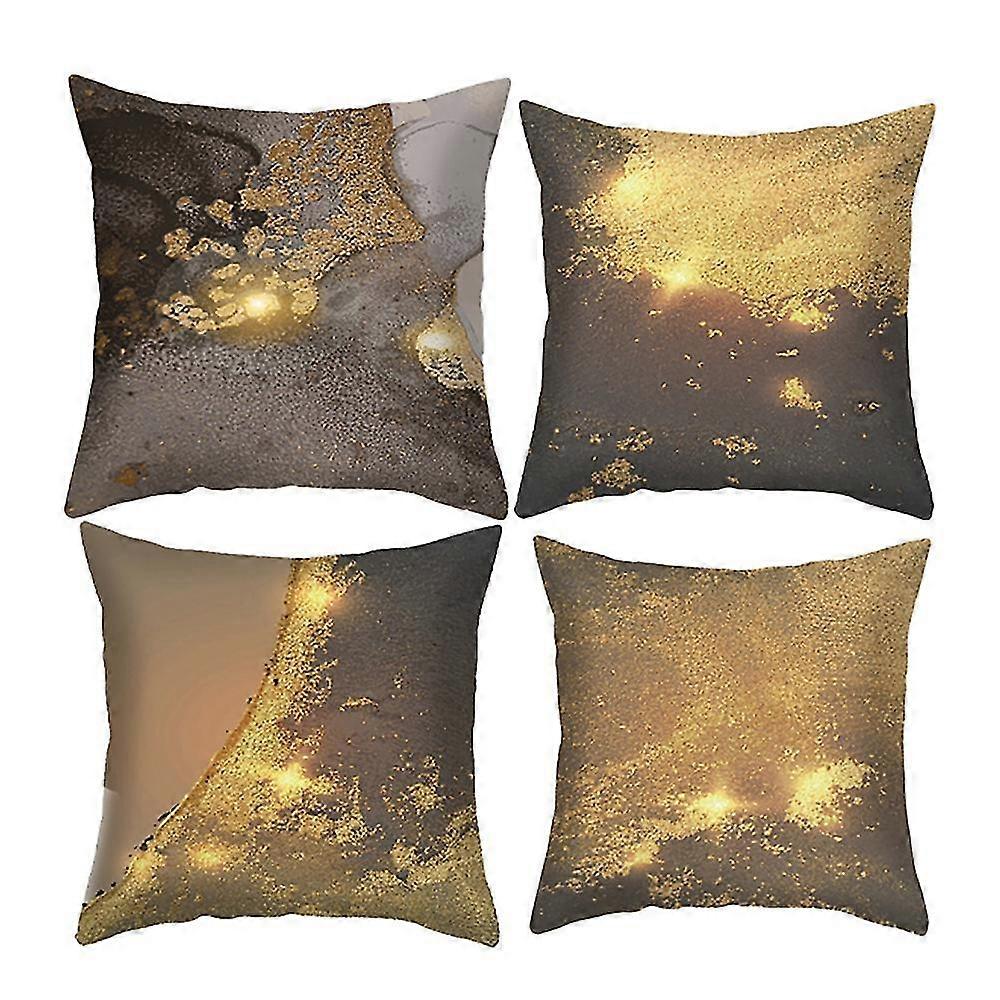 4 Pcs Nordic Style Super Soft Classical Gilt Pillowcase Sofa Bedside Square Cushion Bedding