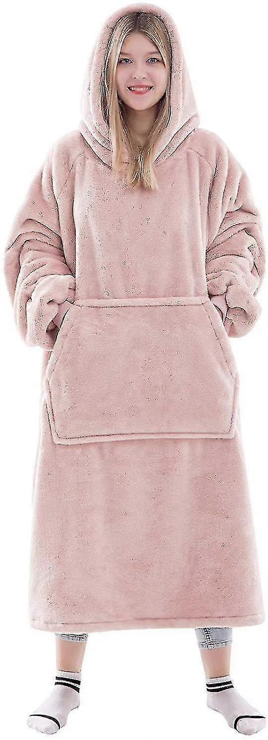 Wearable Blanket Sweatshirt, Thick Flannel Blanket With Sleeves And Giant Pocket