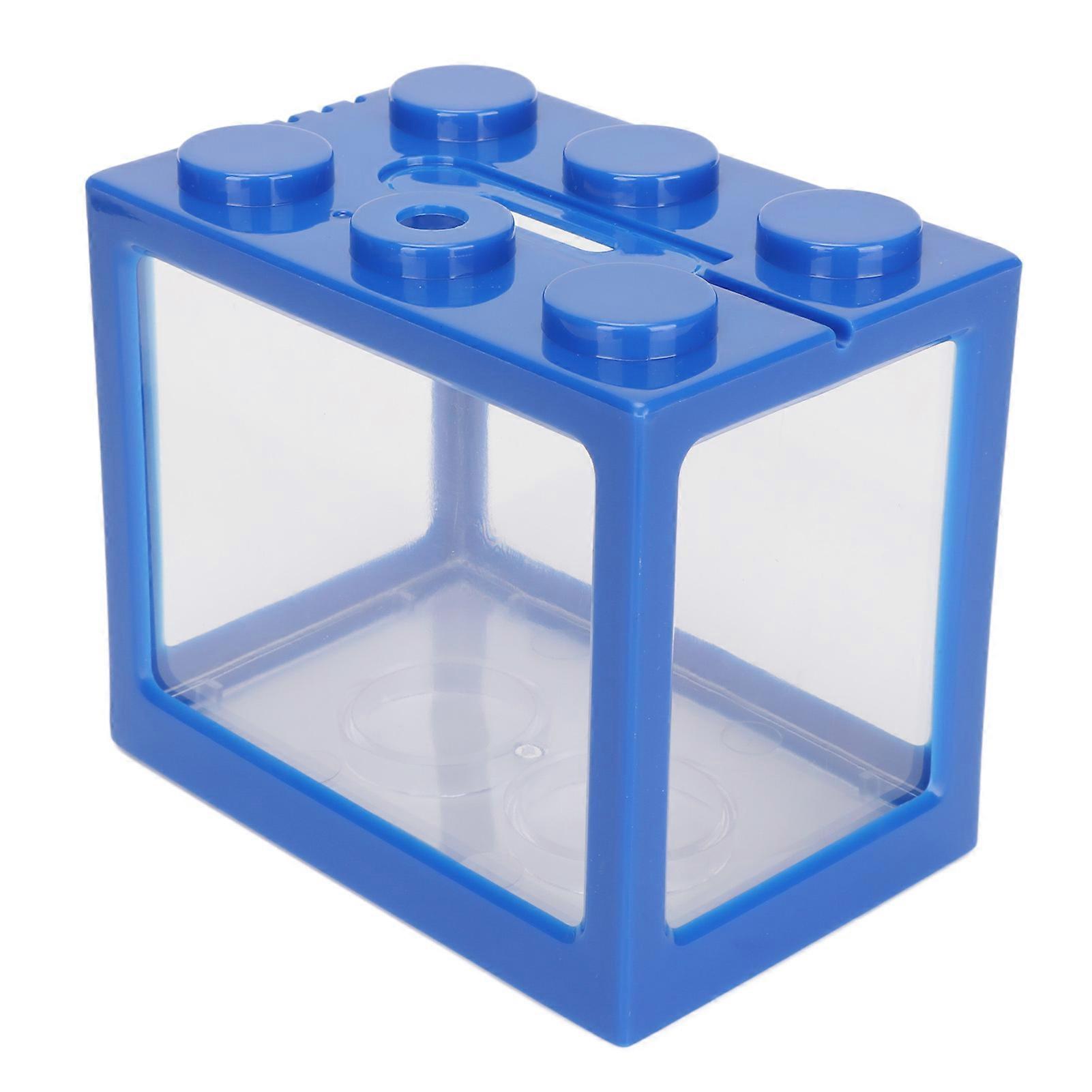 Building Block Plastic Fish Tank for Desktop Office with Perspective Hole LED Lighting