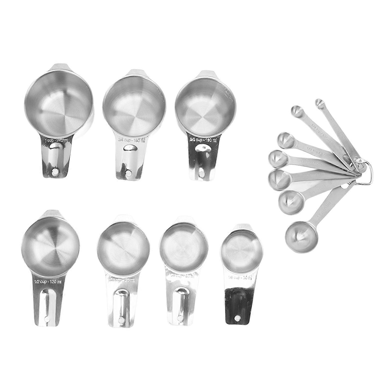 Stainless Steel Measuring Spoons Set 14Pcs Stackable Cups Nesting Multifunctional Kitchen Tools