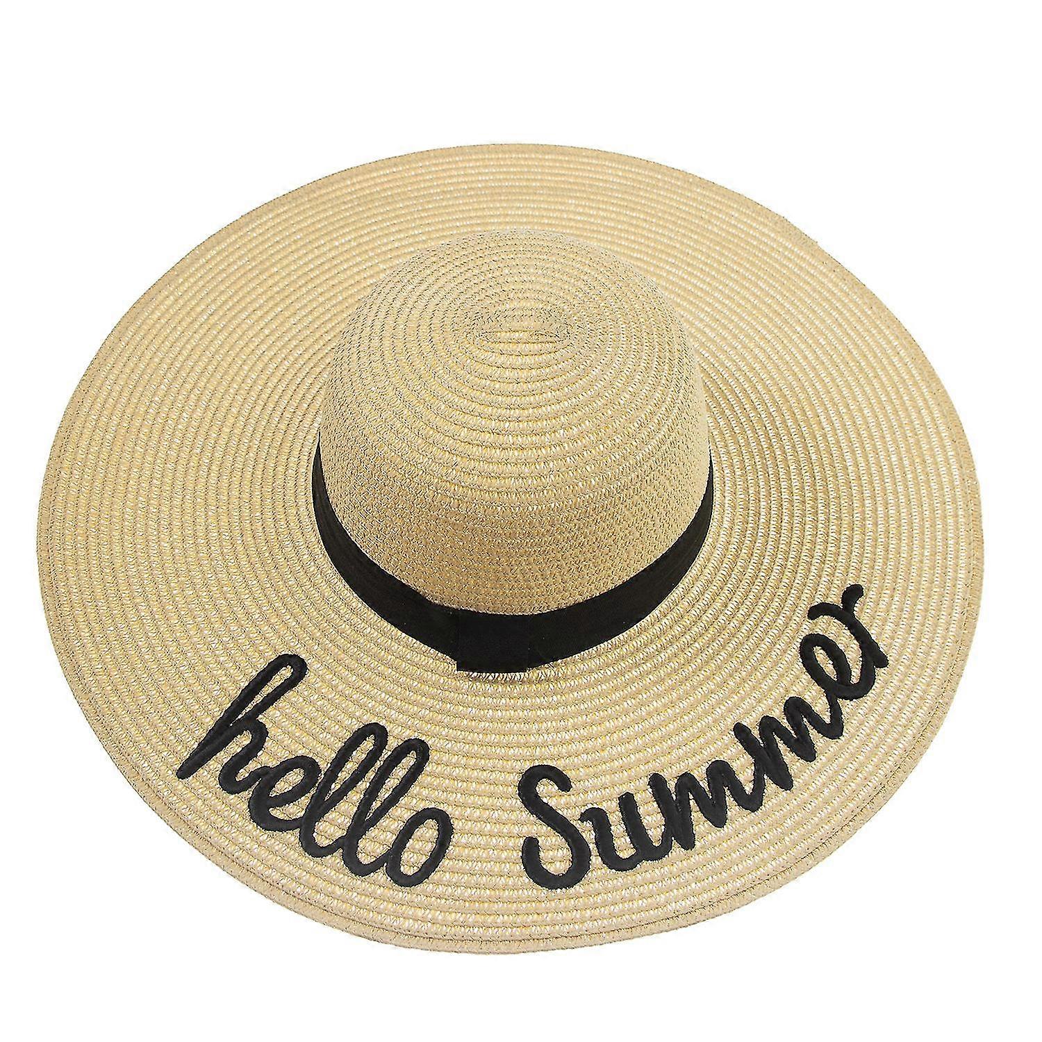 Womens  Wide Brim Straw Hat Floppy Foldable Roll Up Cap Beach Sun Hat