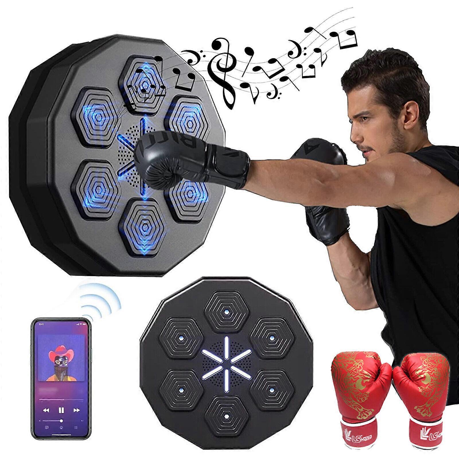 Music Boxing Machine, Wall Mounted Smart Eletronic Boxing Wall Target with Gloves Bluetooth