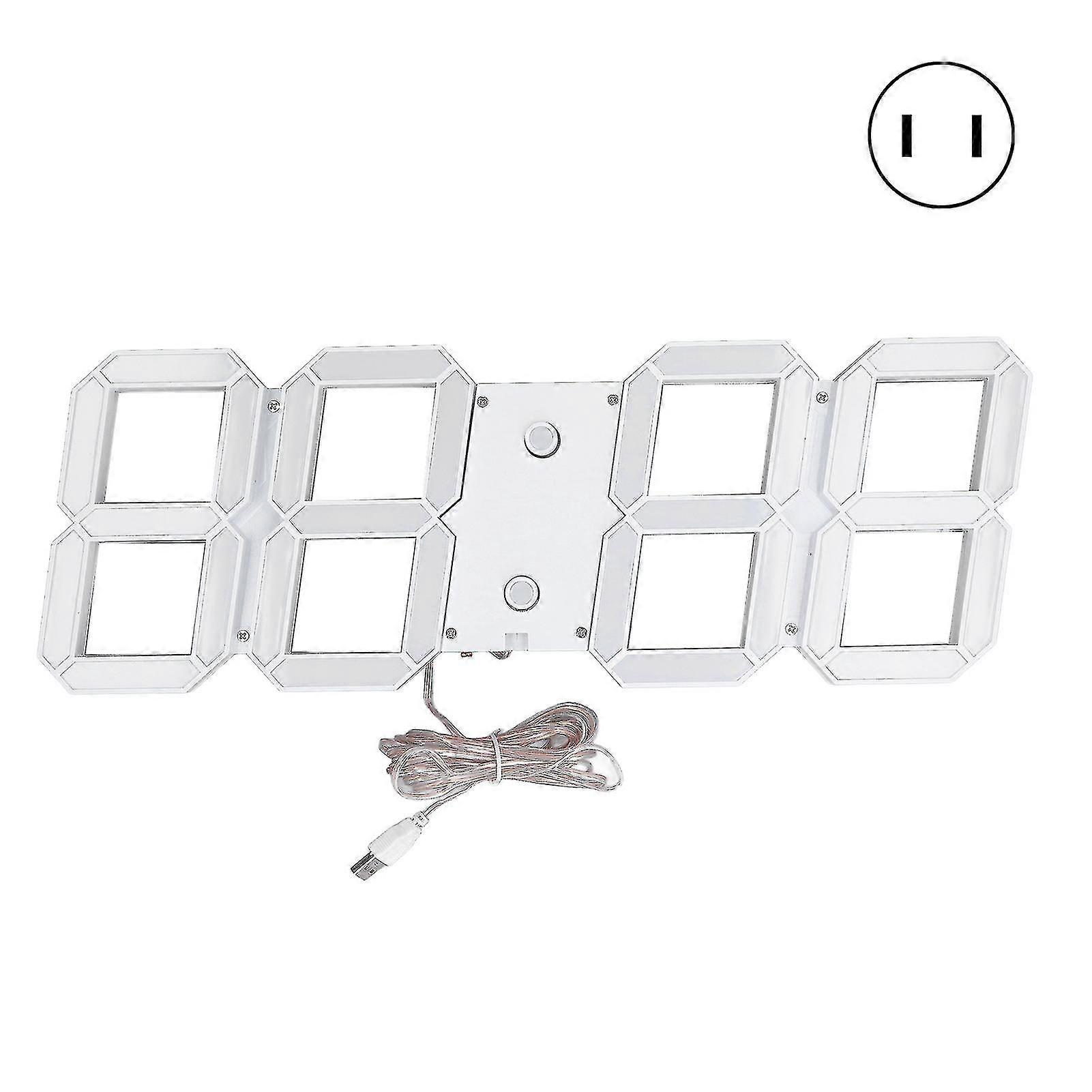Intelligent Dimming Hollow 3D Decorative Wall Clock - High Accuracy, US Plug (100V-240V)