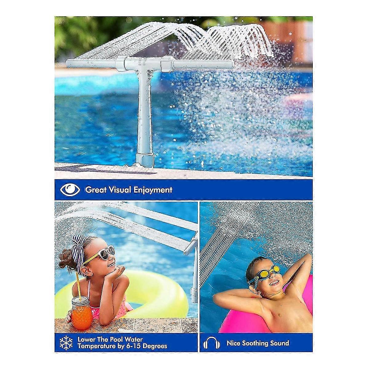 Dual Fountain, Pool Cooling Sprinkler System With Adjustable Height Pool Sprayer Fountain For Swimming Pool