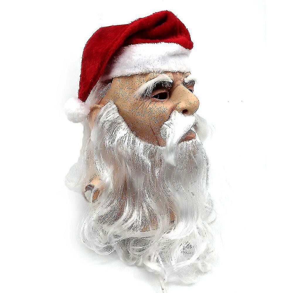 Masque Père Noël Réaliste Avec Barbe, Perruque, Sourcils Et Chapeau - Déguisement Adulte Complet Pour Fêtes De Noël