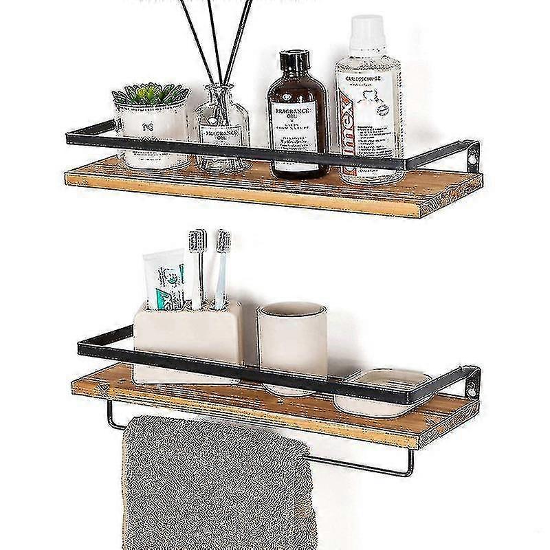 Wall Mounted Floating Shelves,solid Wood Storage Rack,set Of 2