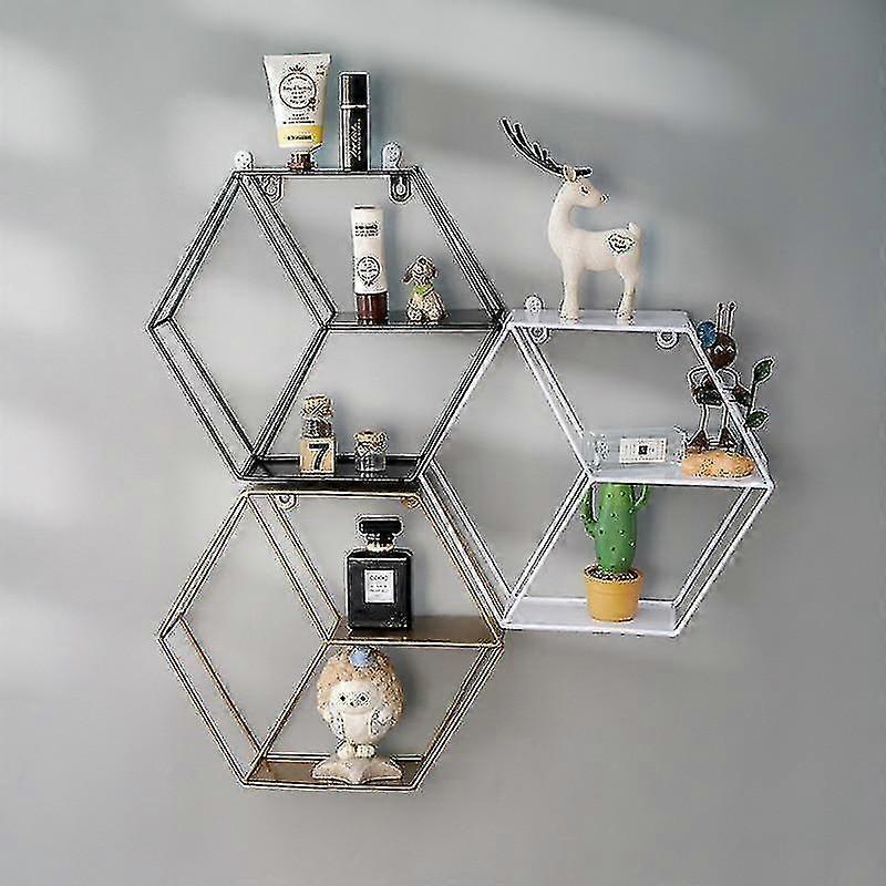 Nordic Iron Grid Wall Mountable Shelves(a-white)