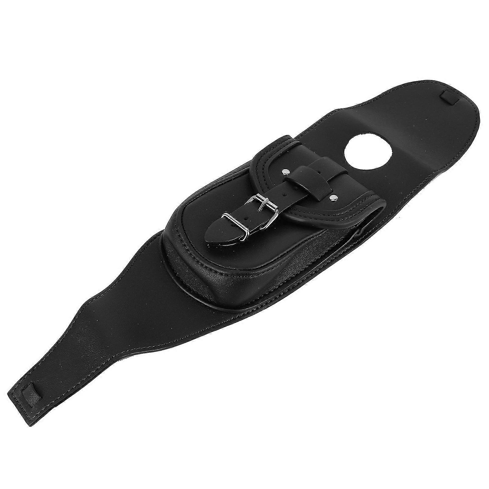 Motorcycle Black PU Leather Gas Fuel Tank Cover Panel Pad Bib with Pouch