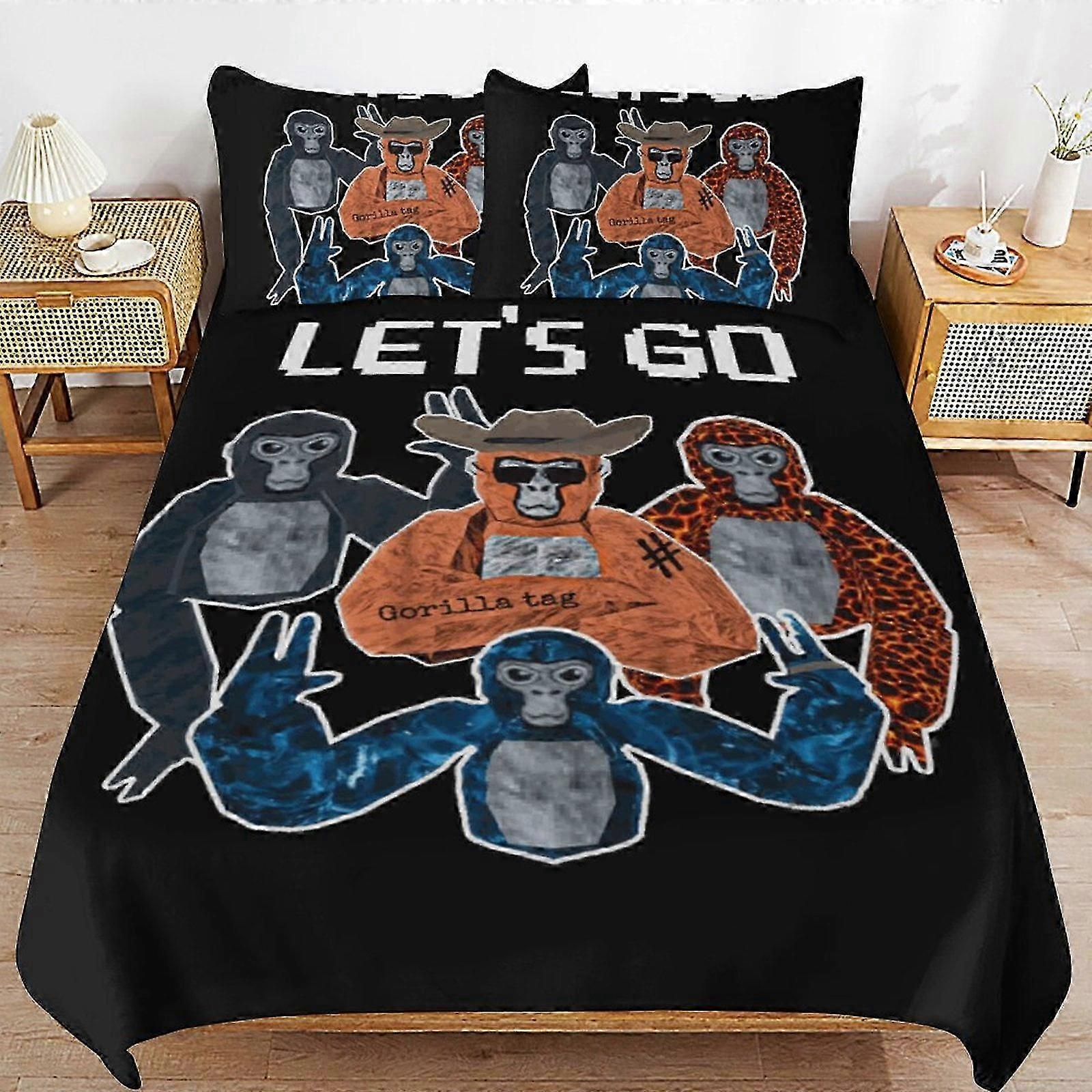 v992 Lençóis Gorilla Tag Conjunto de Cama Capa de Edredão Confortável e Leve Roupa de Cama dos Desenhos Animados3 Peças (1 Capa de Edredão e 2 Fronhas) Lençóis