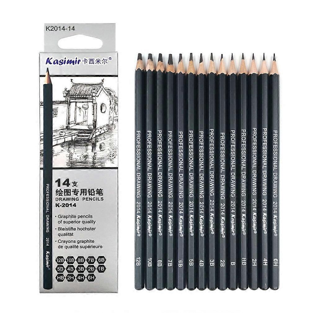 14pcs Beginners Sketching Pencils Set 6H 4H 2H HB 1B 2B 3B 4B 5B 6B 7B 8B 10B 12B Drawing Tools