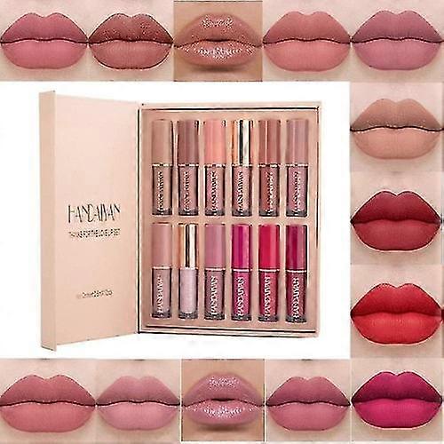 12 Colors Matte Set Velvety Lasting Non-stick Lip Gloss Smooth Lip Tint Makeup Set