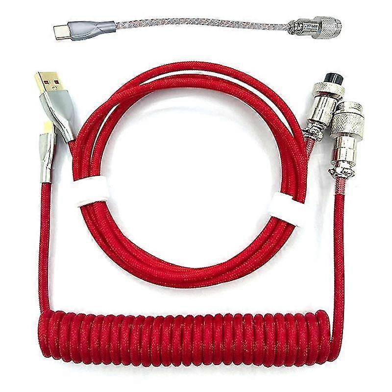 Rgb Light-Emitting Cable Mechanical Keyboard Coiled Cable Red