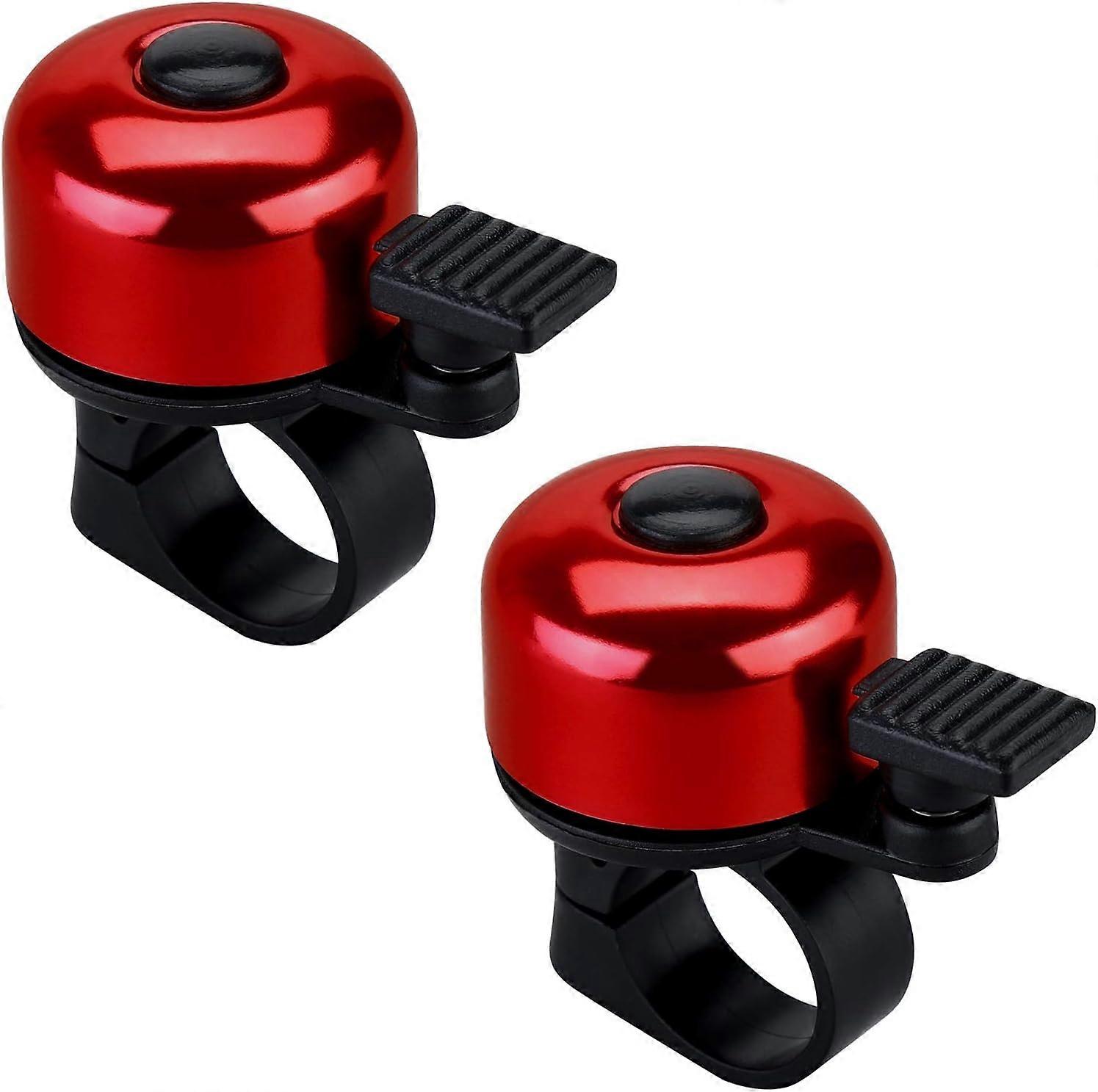 Bike Bell Bicycle Bell with Loud Crisp Clear Sound, Road and Mountain Bike Bell Adults Kids(Red-2pack()