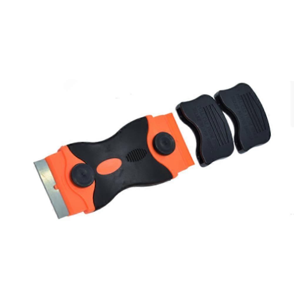 A Ceramic Hob Scraper with Soft Handle, Dual Purpose Scraper, Cleaning Glass/Mirror/Floor (Orange)