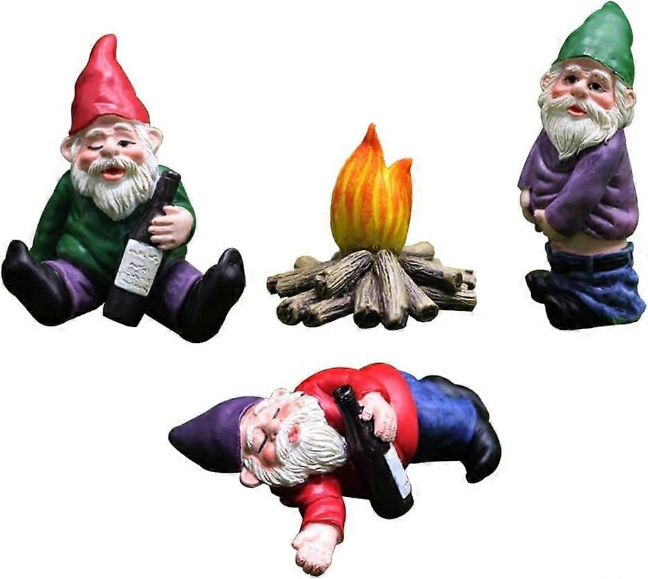 2025 גן חדש Gnome 4 חתיכות גן חיצוני Gnome גן מיניאטורי Gnomes גן גנום הומור קישוט