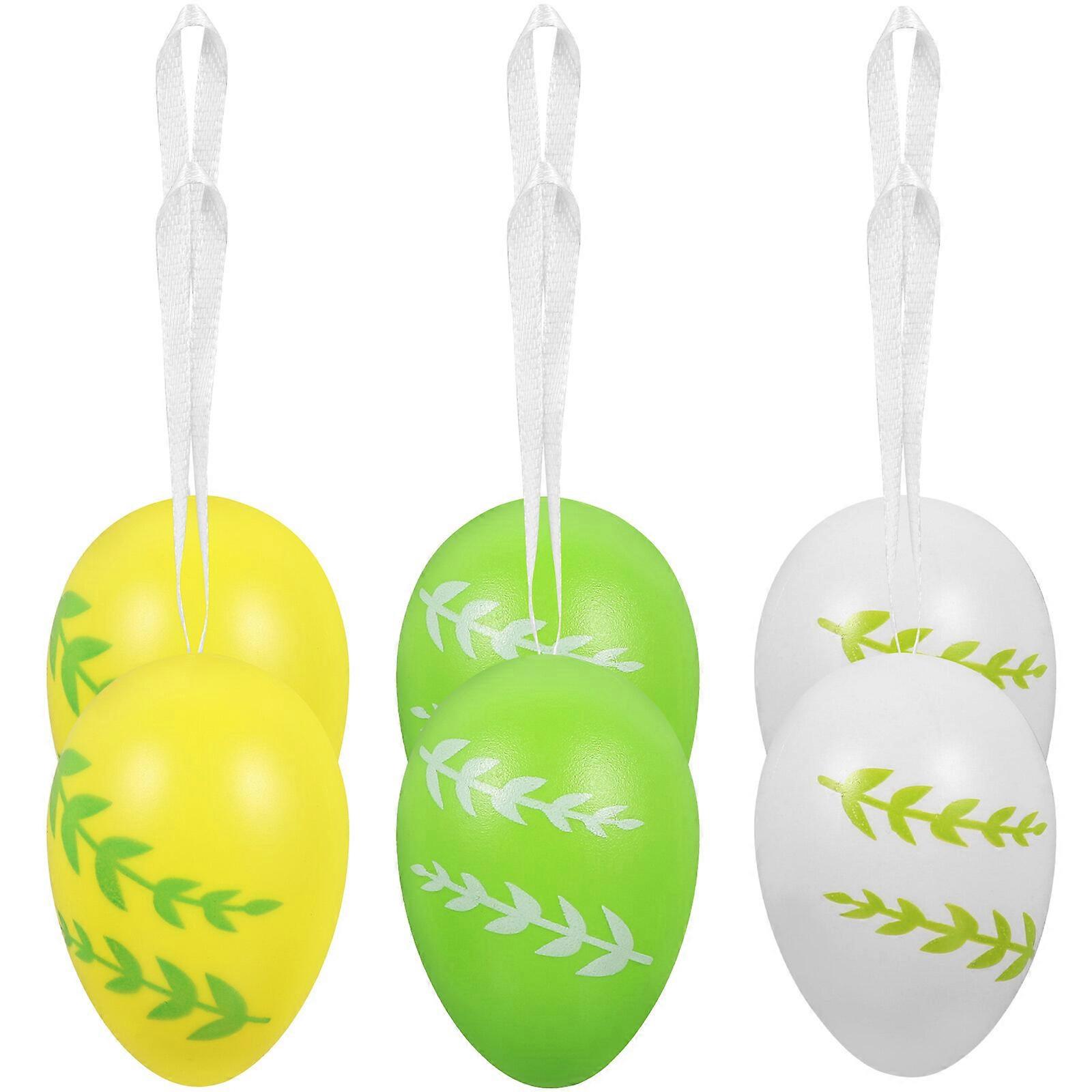 6pcs Easter Hanging Eggs Colorful Easter Eggs Hanging Ornaments Layout Props