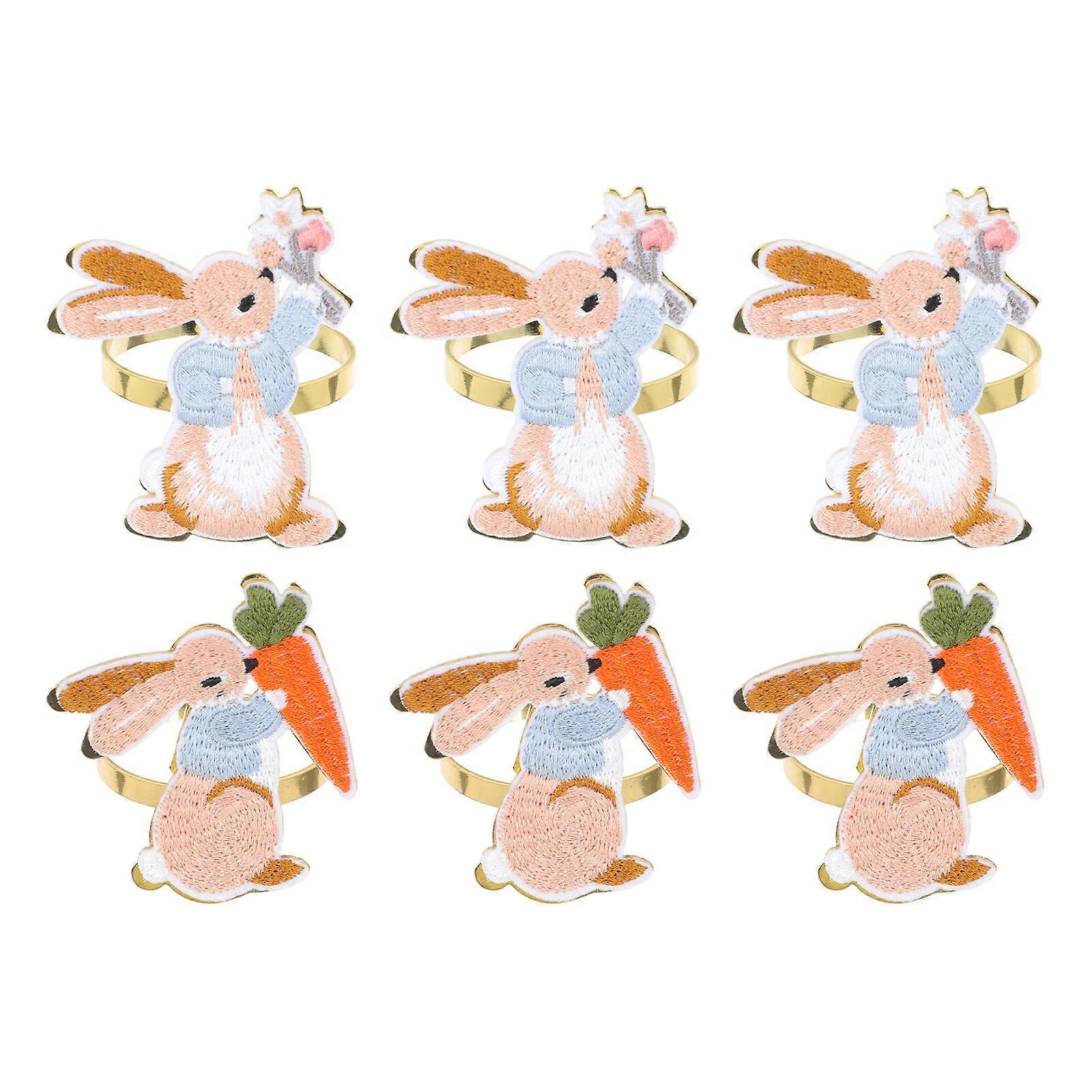 6pcs Servilleteros de Pascua Anillos de servilleta Hebillas Servilletas de Pascua Servilleteros de Pascua Suministros de mesa (estilo aleatorio)