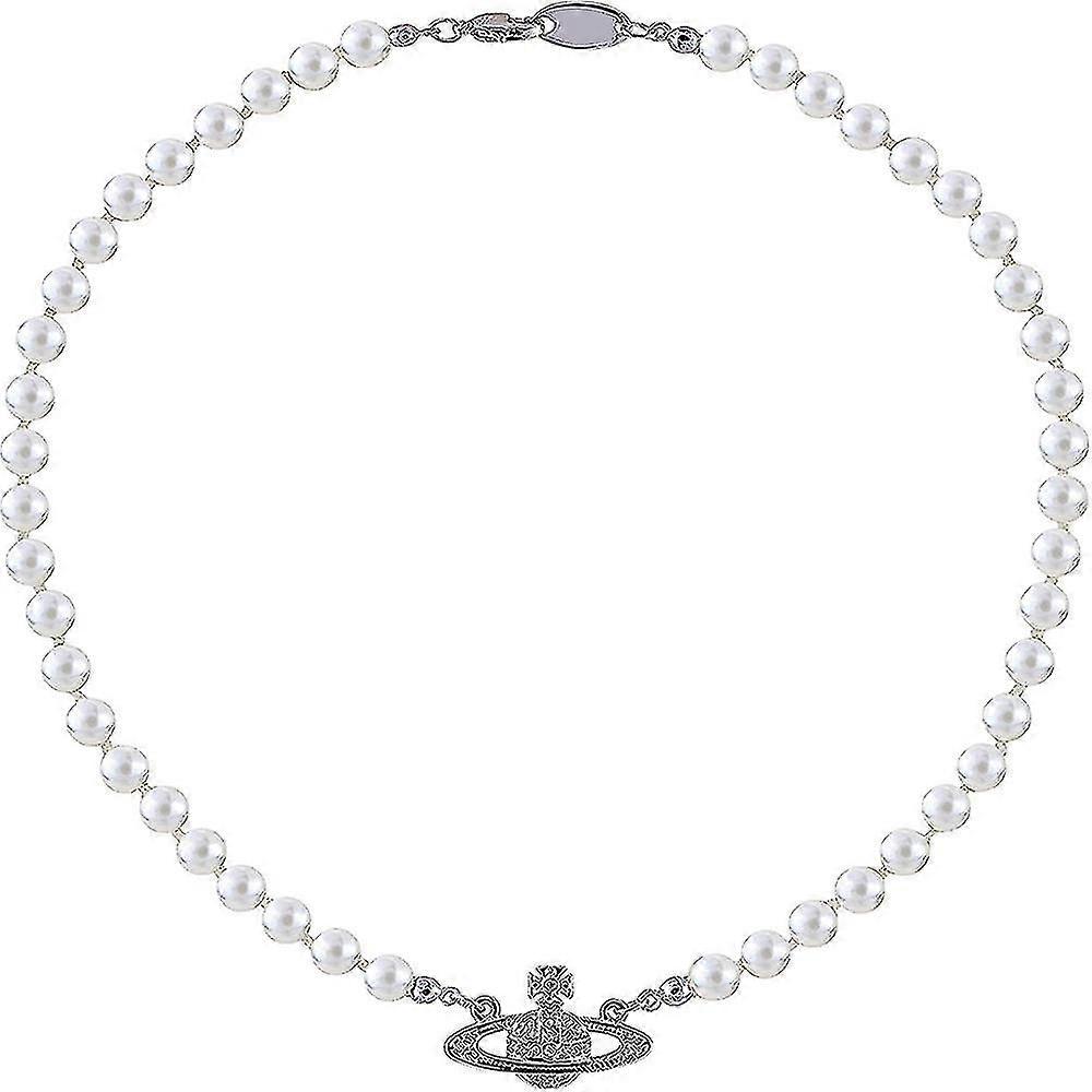 حجر الراين فو كوكب زحل قلادة لؤلؤ متوافقة مع مجوهرات نسائية ، قلادة طوق لؤلؤ وهمية قلادة رجال مع سحر متوافق مع الفتيات-