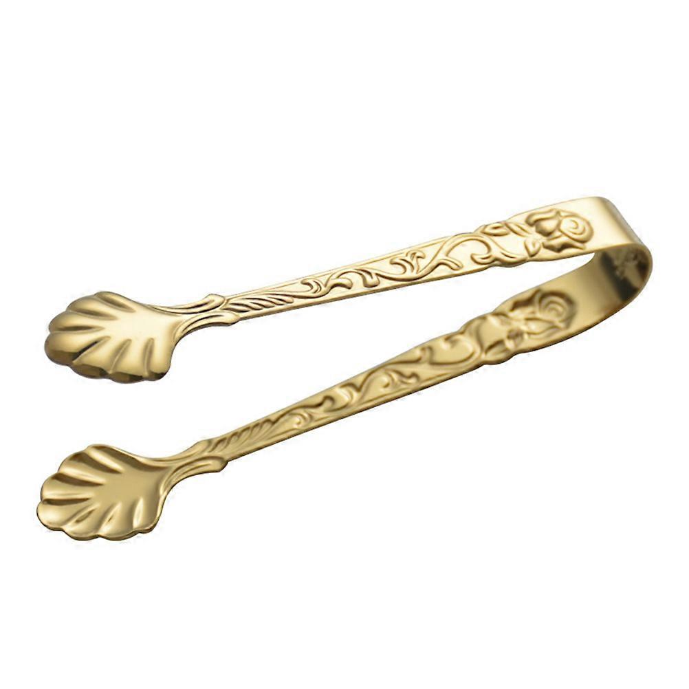Stainless Steel Tong Sugar Cube Clip Embossed Rose Pattern Ice Cube Tong