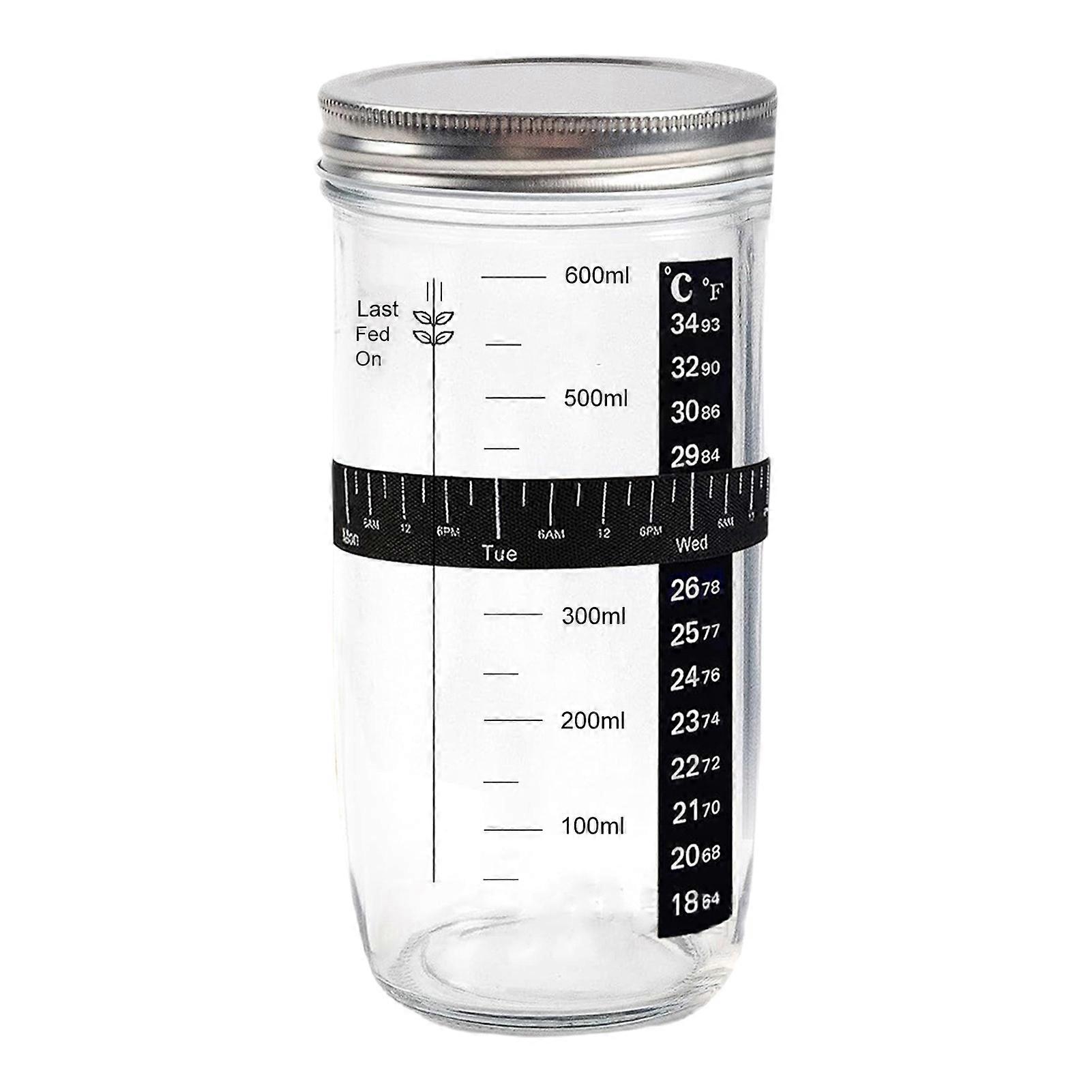750ML Sourdough Starter Glass Jar with Lid Precise Scale Food Grade Large Capacity Bread Fermentation Sealed Can Container Kitchen Baking Supplies
