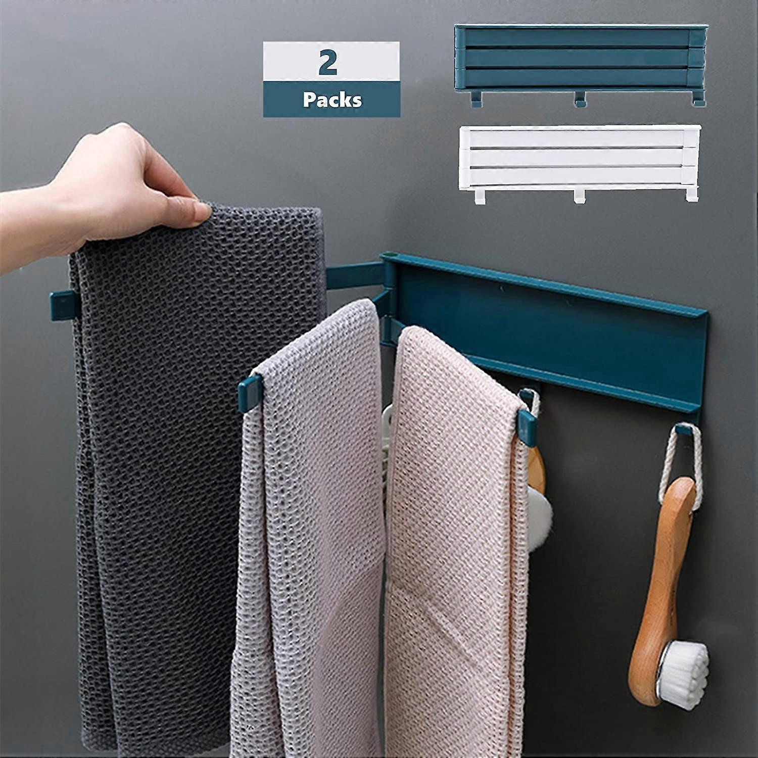 Kääntyvä pyyheteline 2 pakkausta seinälle asennettava kääntyvä pyyhetanko 3-bar taitettava varsi kääntyvä ripustin