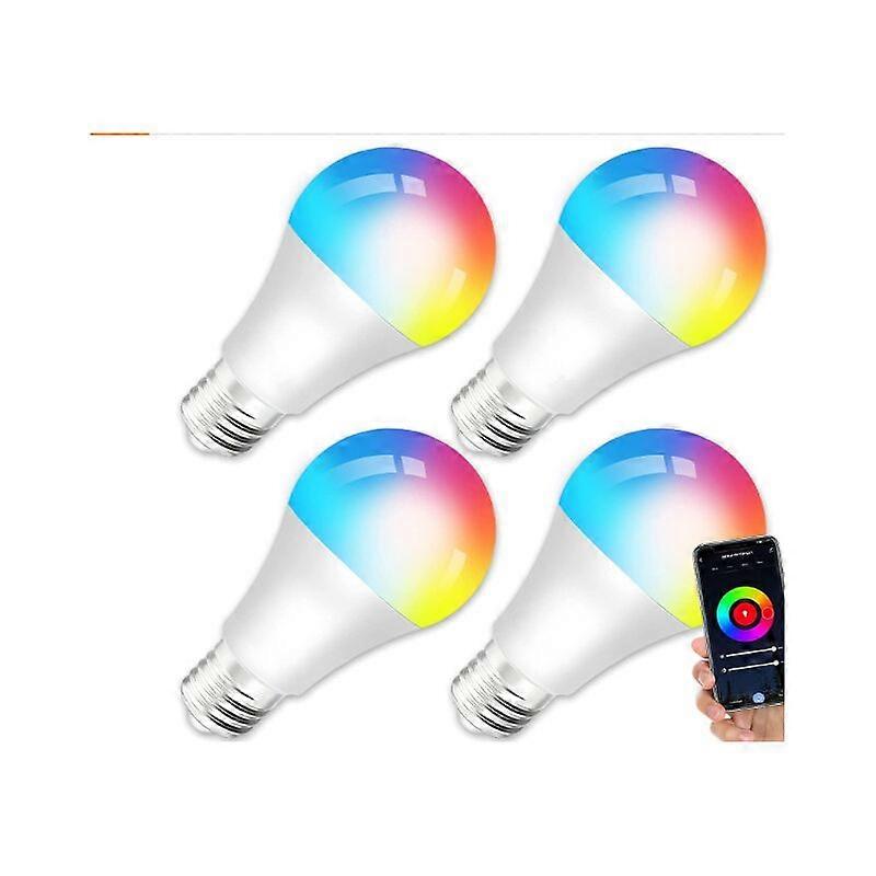 Wifi Smart Bulb E27 10W LED Multicolor RGB+CCT 2000K-4000K, Compatible with Alexa/Google Home, Smart Bulb No Hub Needed, 1PCS