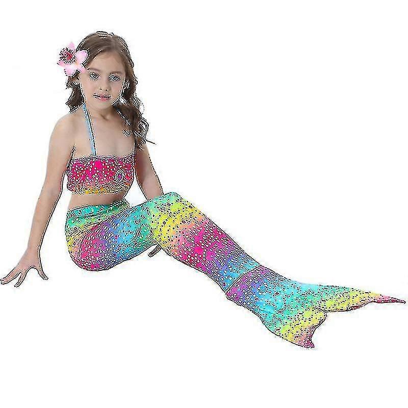 Filles Mermaid Tail Costume Maillot de bain Bikini Set Maillot de bain Natation
